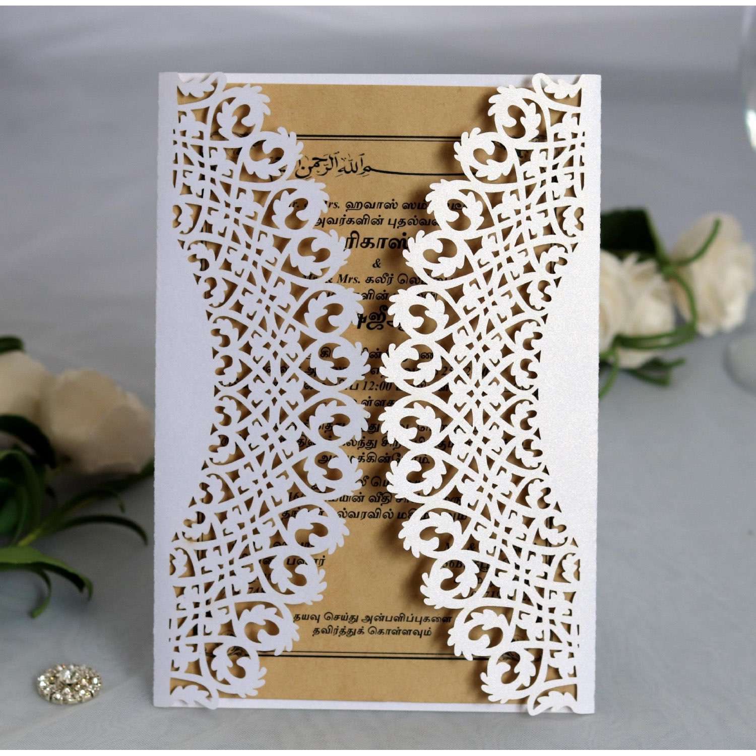 Vellum Invitation Card Laser Cut Paper White Lace Card